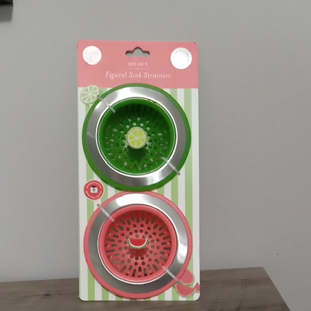 Set of 2 Figural Sink Strainers - Green and Pink 🍈🍈🍈🍉🍉🍉